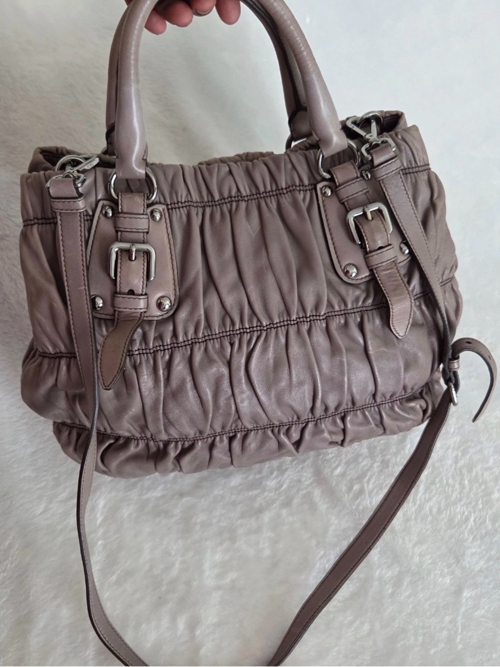 Prada Nappa Gaufre Leather Shoulder Bag - Picture 8 of 12